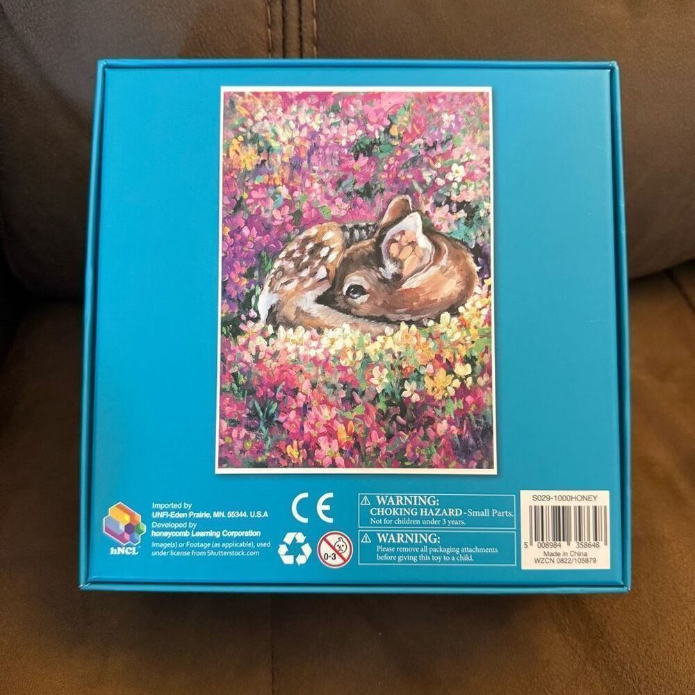 HNCL Bambi Deer and Flowers Impressionist Painting 1000 Piece Puzzle - Picture 3 of 4